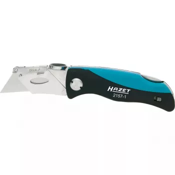 Coltello pieghevole con blocco HAZET 2157-1 nero blu