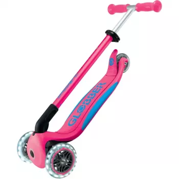 Monopattino compatto GLOBBER Primo Foldable Plus Lights – rosa/azzurro