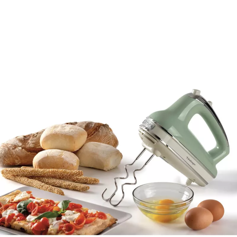 Ariete 1548 Mixer Vintage, 450W, 5 velocità, funzione turbo, 2 fruste, verde