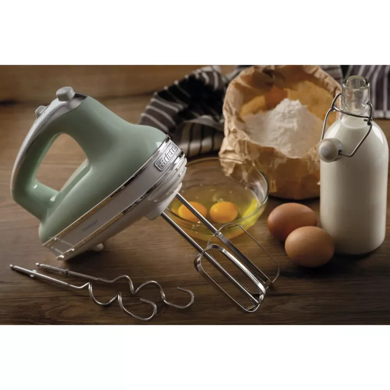 Ariete 1548 Mixer Vintage, 450W, 5 velocità, funzione turbo, 2 fruste, verde