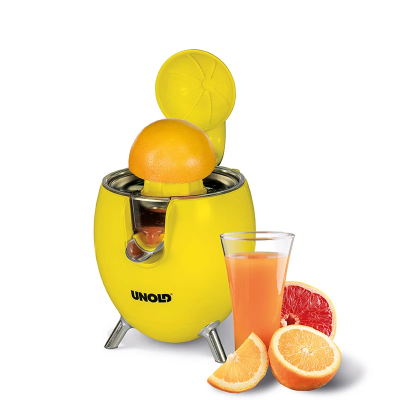 Unold 78132 Power Juicy spremiagrumi elettrico, 300 W, antigoccia, avvio/arresto automatico, giallo/acciaio inox