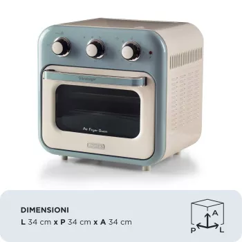 Friggitrice ad aria e forno Ariete 4632 Vintage, 1400W, 2in1, capacità 16L, accessori inclusi, timer 60 minuti, doppio vetro, blu