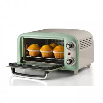 Mini forno elettrico Ariete 3919 Vintage, 800 W, capacità 10 L, doppio vetro, retrò, verde