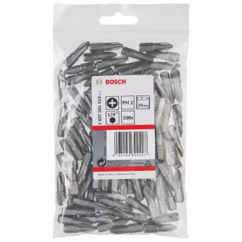 Punte per cacciavite Bosch 2607001514 100 pezzi PH 2 25 mm esagonale