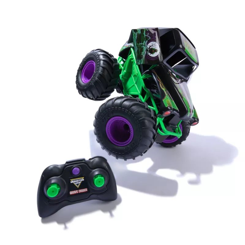 Monster Jam, veicolo radiocomandato ufficiale Smash & Bash Grave Digger per interni ed esterni, monster truck riparabile in scala 1:15, giocattolo per bambini e bambine da 4 anni