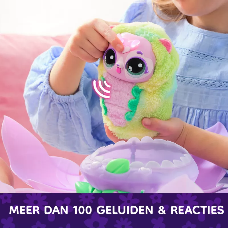 Hatchimals Bloomables di , Puppyfly Giocattolo interattivo a sorpresa e fiore con rivelazione e trasformazione ripetibili, oltre 100 suoni e reazioni (stili vari), giocattolo per bambini e bambine