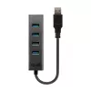 Lindy 43324 hub USB 3.0 a 4 porte, USB 3.2 Gen 1 Type-A, 5 Gbit/s, cavo integrato, alluminio/plastica, nero