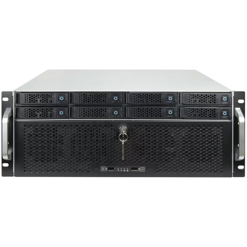 Inter-Tech IPC Storage 4U-4708 case server rack 19", 4U, 8 vani Hot-Swap HDD da 2,5/3,5", backplane SAS 12G, E-ATX, 4 ventole anteriori + 2 posteriori da 80 mm, nero