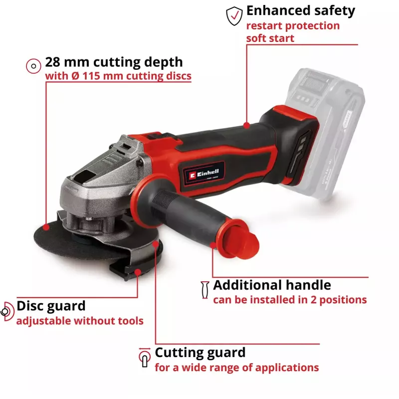 Smerigliatrice angolare Einhell Power X-Change TE-AG 18/115-2 Li - Solo 18 Volt