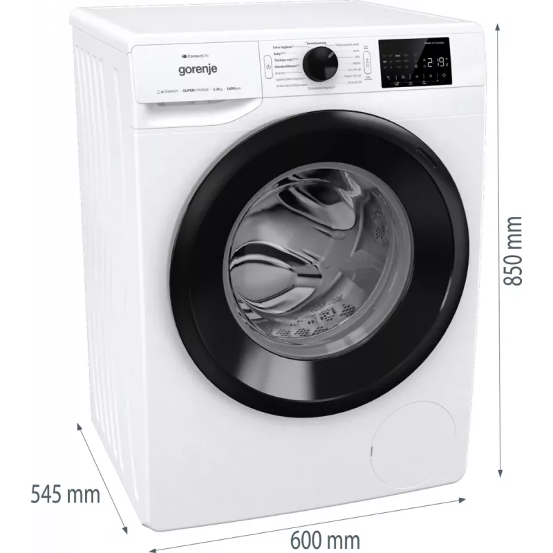 Lavatrice Gorenje WPNEI84A1TS a carica frontale 8 kg 1400 giri/min bianca