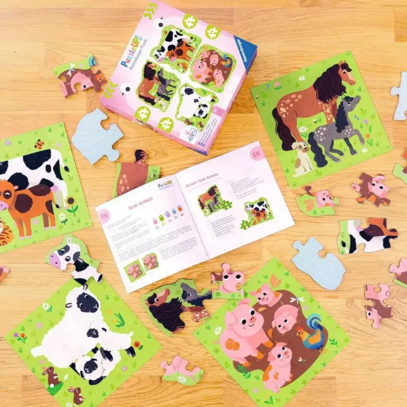 Puzzle Ravensburger UP! Animali della fattoria – set progressivo 4, 6, 8, 10 pezzi
