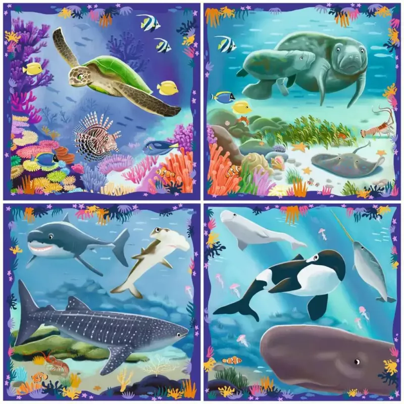 Puzzle Ravensburger UP! Creature marine — set con 64, 72, 81, 90 pezzi