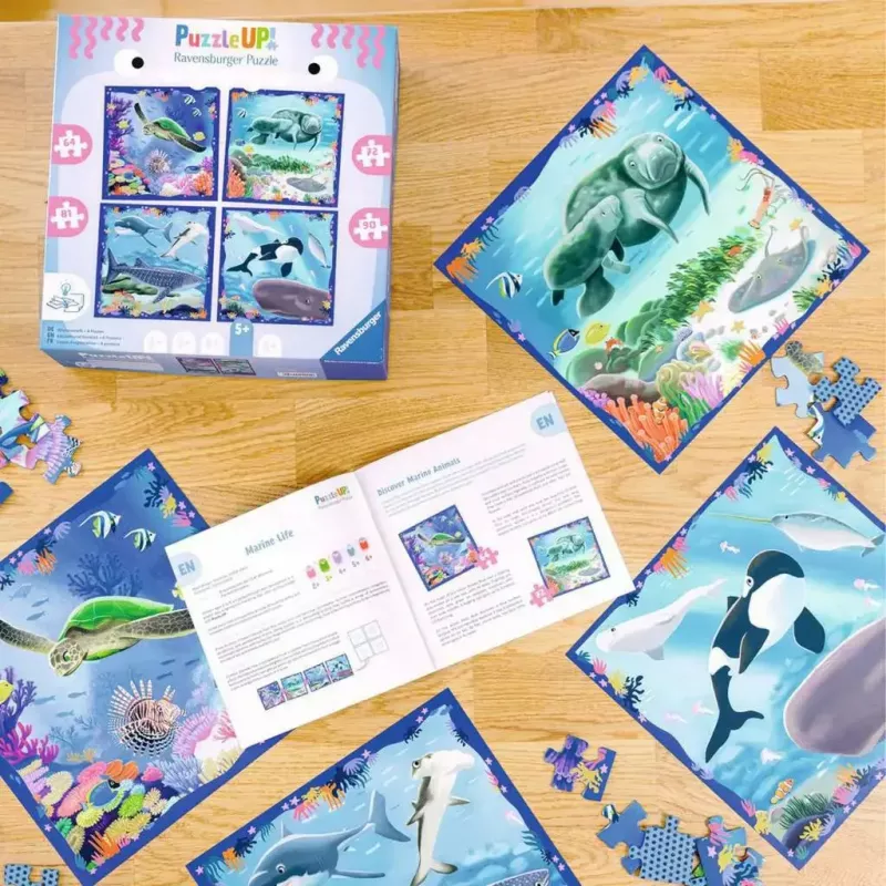 Puzzle Ravensburger UP! Creature marine — set con 64, 72, 81, 90 pezzi