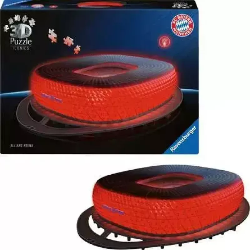 Puzzle 3D Ravensburger Iconics Allianz Arena con luce, 216 pezzi