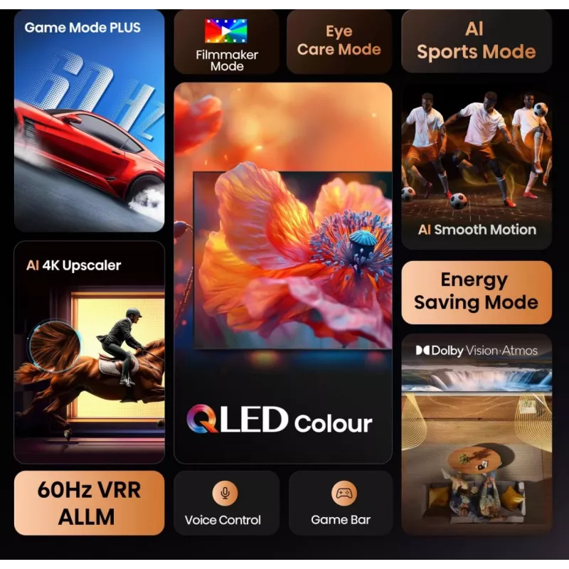 Hisense 85E77Q Smart TV QLED 85 pollici (215 cm), 4K Ultra HD, Wi-Fi, triplo sintonizzatore, nero