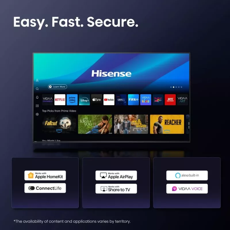 Hisense 85E77Q Smart TV QLED 85 pollici (215 cm), 4K Ultra HD, Wi-Fi, triplo sintonizzatore, nero