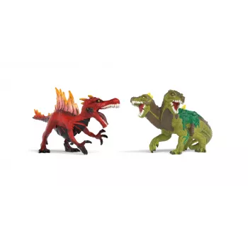 Set di figure da gioco Schleich Eldrador Creatures dinosauro di fuoco vs. lucertola della giungla, modello 70834