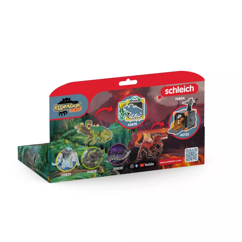 Set di figure da gioco Schleich Eldrador Creatures dinosauro di fuoco vs. lucertola della giungla, modello 70834