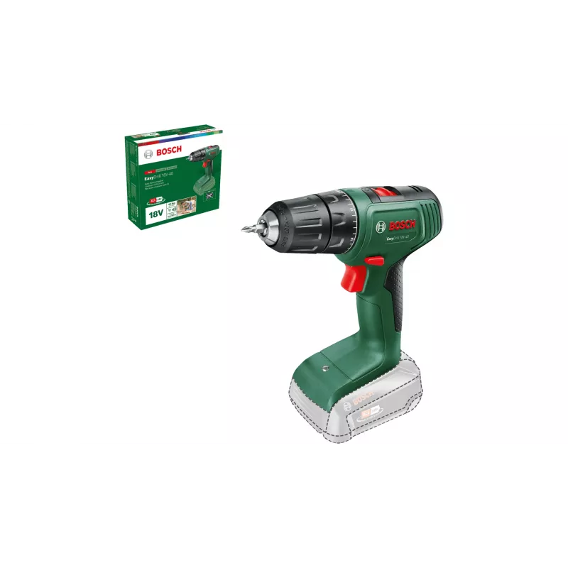 Bosch EasyDrill 18V-40 06039D8000 trapano avvitatore a batteria, 40 Nm, 1630 giri/min, a 2 velocità, senza batteria e caricabatterie, verde/nero