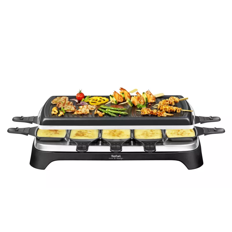 Tefal RE4588 grill raclette 10 persone 1350 W nero, acciaio inox