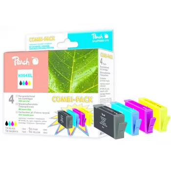 Peach PI300-370 cartuccia d'inchiostro 4 pezzi alta (XL) resa nero, ciano, magenta, giallo