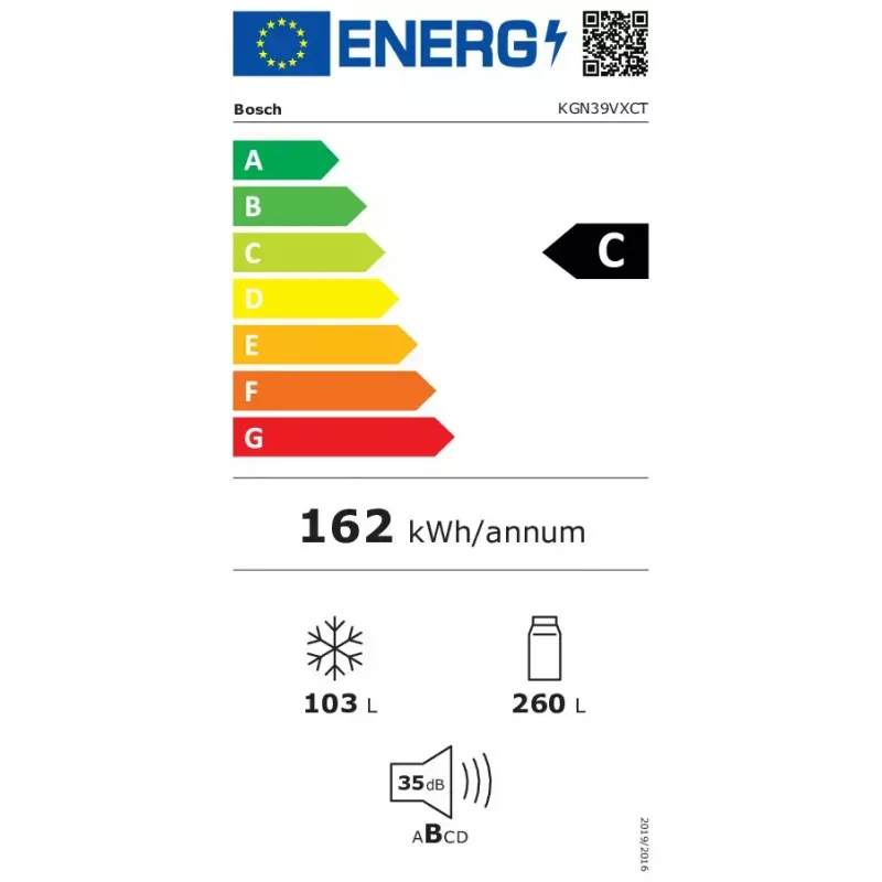 Bosch Serie 4 KGN39VXCT frigorifero combinato, 363 l (260 l + 103 l), classe energetica C, acciaio inox scuro