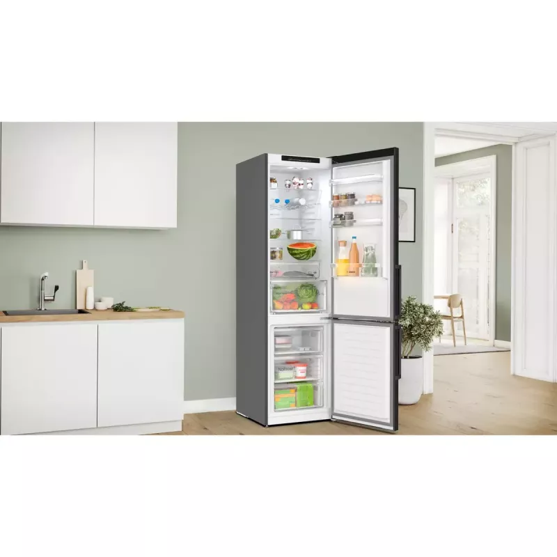 Bosch Serie 4 KGN39VXCT frigorifero combinato, 363 l (260 l + 103 l), classe energetica C, acciaio inox scuro