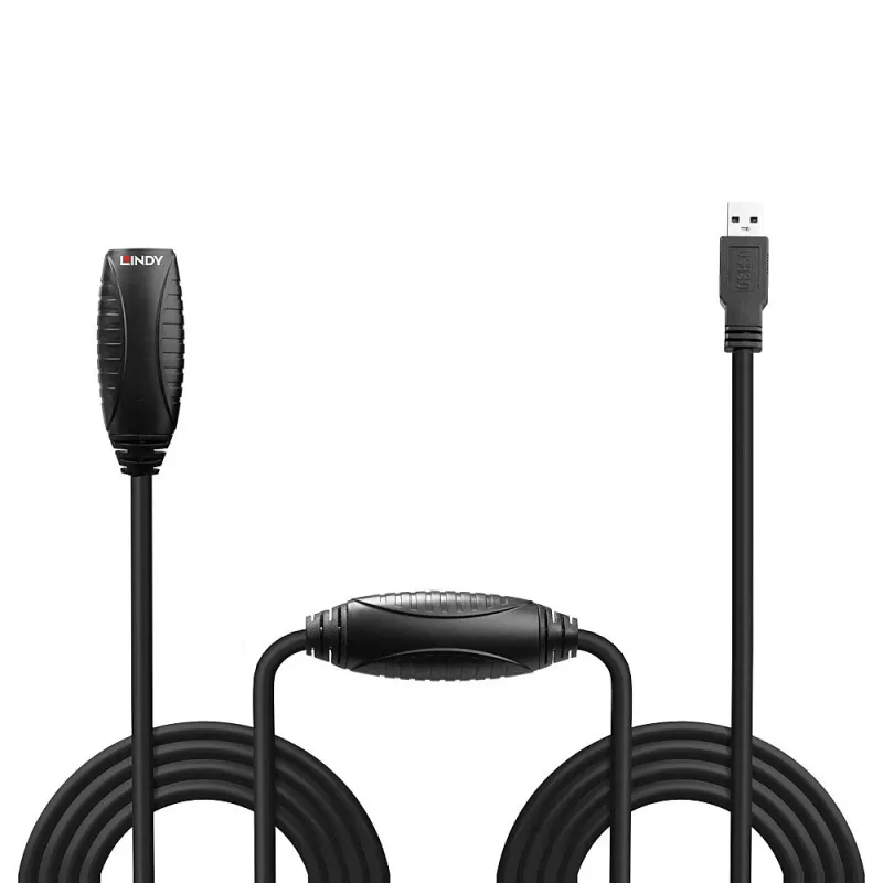 Lindy 43156 cavo di prolunga attivo USB 3.0, USB-A maschio a USB-A femmina, 10 m, USB 3.2 Gen 1, 5 Gbit/s, nero
