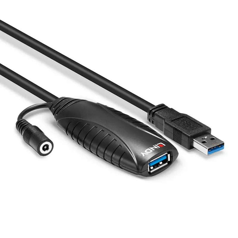 Lindy 43156 cavo di prolunga attivo USB 3.0, USB-A maschio a USB-A femmina, 10 m, USB 3.2 Gen 1, 5 Gbit/s, nero