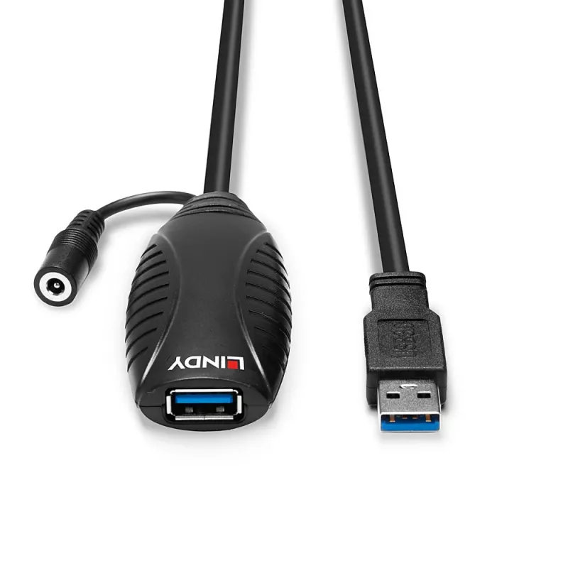 Lindy 43156 cavo di prolunga attivo USB 3.0, USB-A maschio a USB-A femmina, 10 m, USB 3.2 Gen 1, 5 Gbit/s, nero