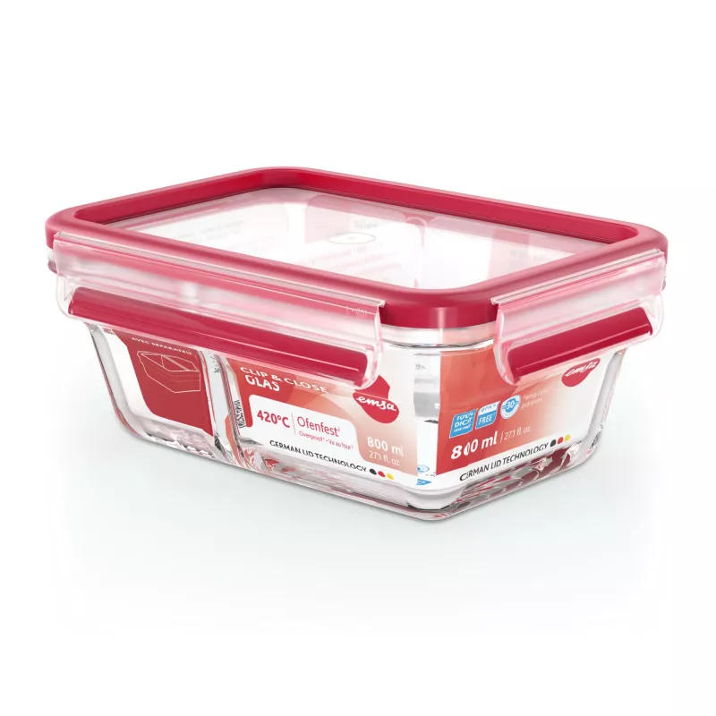 EMSA CLIP & CLOSE N10407 scatola rettangolare 0,8 L trasparente 1 pezzo
