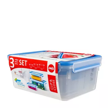 EMSA 508567 scatola per alimenti rettangolare trasparente 3 pezzi