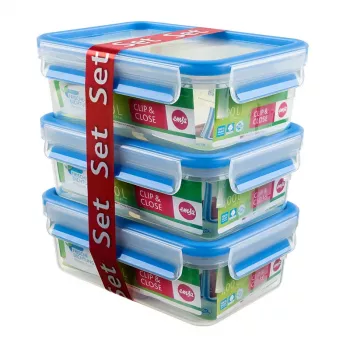 EMSA 508558 Contenitore per alimenti scatola rettangolare 1 L blu, trasparente 3 pz.