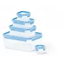 EMSA CLIP & CLOSE 508568 Contenitore per alimenti rettangolare set 3,7 L blu, trasparente 5 pezzi