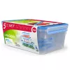 EMSA CLIP & CLOSE 508568 Contenitore per alimenti rettangolare set 3,7 L blu, trasparente 5 pezzi
