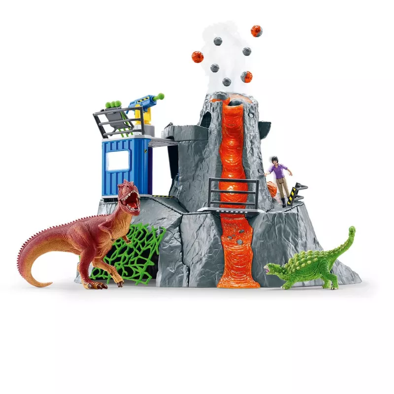 Schleich dinosauro campo base della spedizione al vulcano multicolore 42564