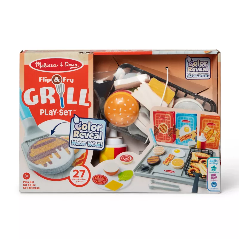 Melissa & Doug Flip & Fry set da gioco griglia con cibo giocattolo a cambio colore Water WOW!, giocattolo prescolare da 3 anni