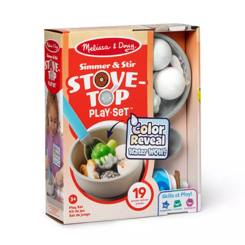 Melissa & Doug Simmer & Stir set da gioco piano cottura con cibo giocattolo Water WOW Color Reveal, giocattolo prescolare da 3 anni