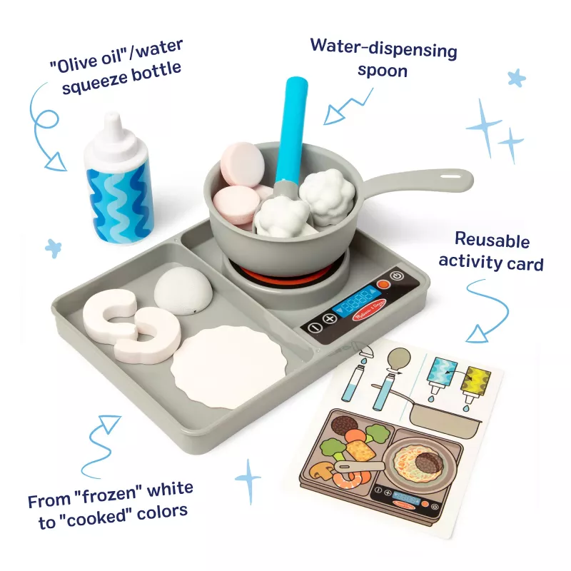 Melissa & Doug Simmer & Stir set da gioco piano cottura con cibo giocattolo Water WOW Color Reveal, giocattolo prescolare da 3 anni