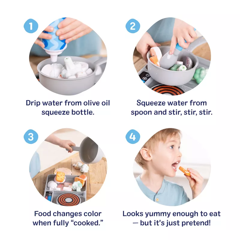 Melissa & Doug Simmer & Stir set da gioco piano cottura con cibo giocattolo Water WOW Color Reveal, giocattolo prescolare da 3 anni