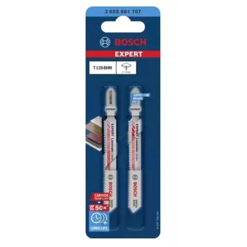 Lama per seghetto alternativo Bosch T128BHM Carbide 2 pezzi per laminato PVC