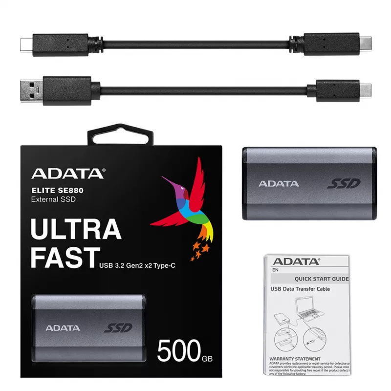 ADATA SE880 500 GB USB Type-C 3.2 Gen 2 (3.1 Gen 2) Wi-Fi grigio