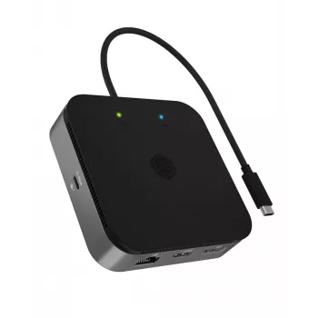 ICY BOX Docking Station USB4® 7-in-1 con doppia uscita video, con cavo, USB4, 60 W, 3,5 mm, 10,100,1000 Mbit/s, antracite