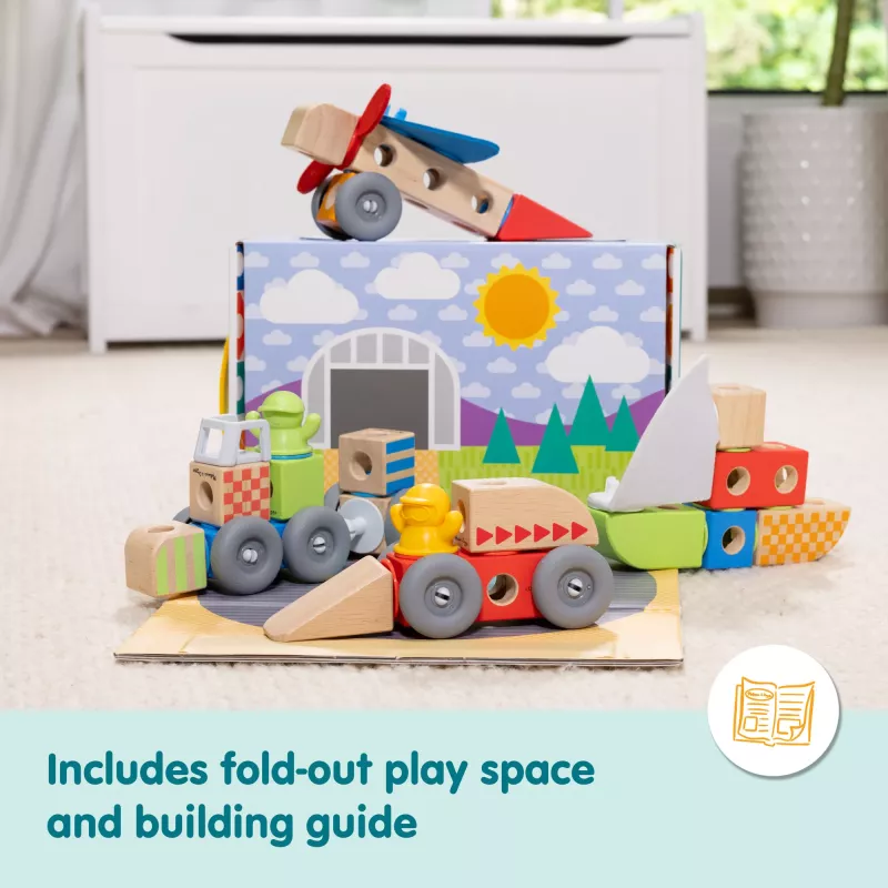Melissa & Doug Blockables Veicoli set di costruzioni in legno, 54 pezzi, 6074902