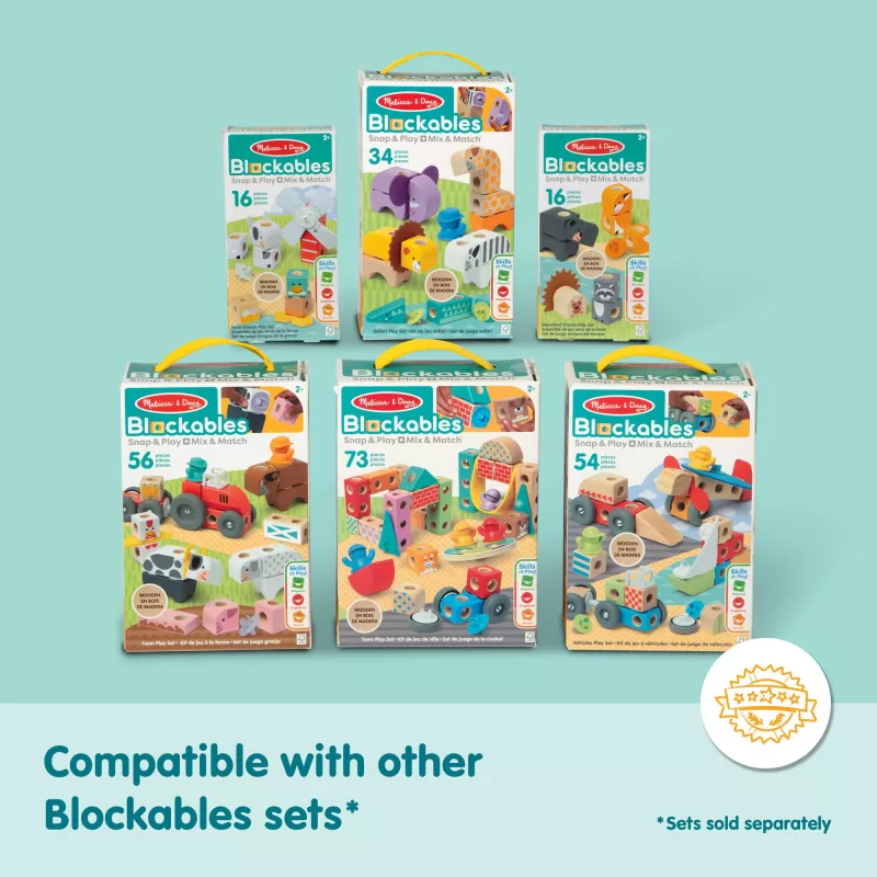 Melissa & Doug Blockables Veicoli set di costruzioni in legno, 54 pezzi, 6074902