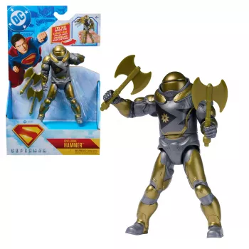 Action figure Superman Hammer of Boravia 6 pollici, stile film, include 2 accessori, oro/grigio