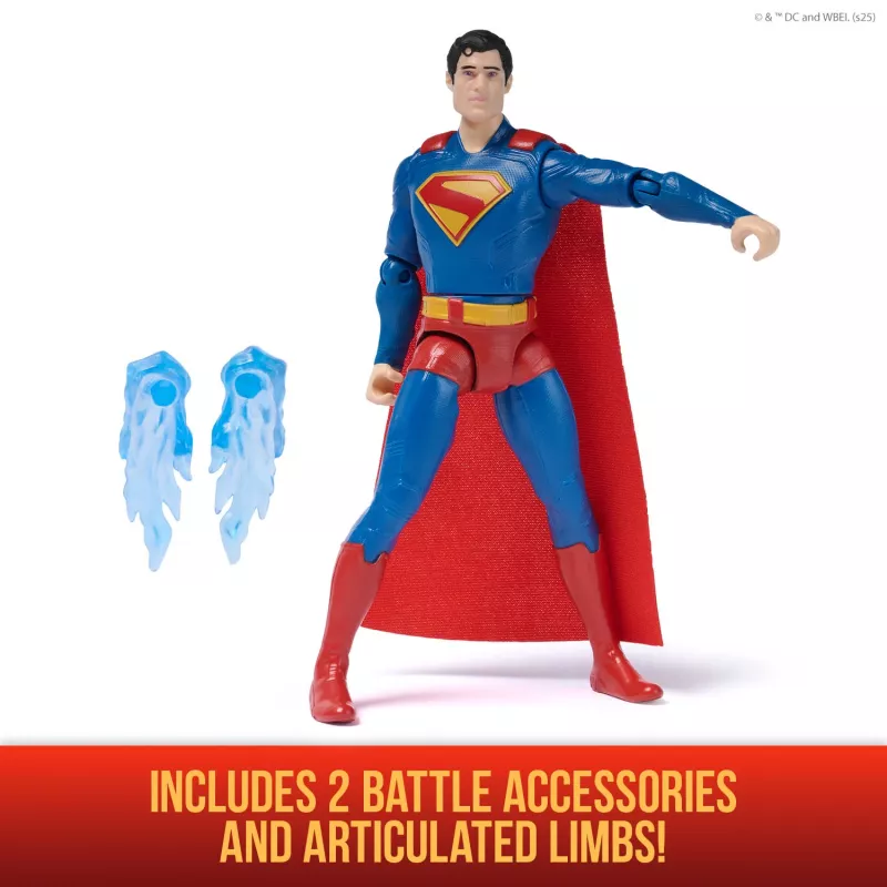 DC Comics, SUPERMAN action figure Epic Strike, 15 cm, stile autentico del film, include 2 accessori, giocattolo per bambini e bambine da 4 anni