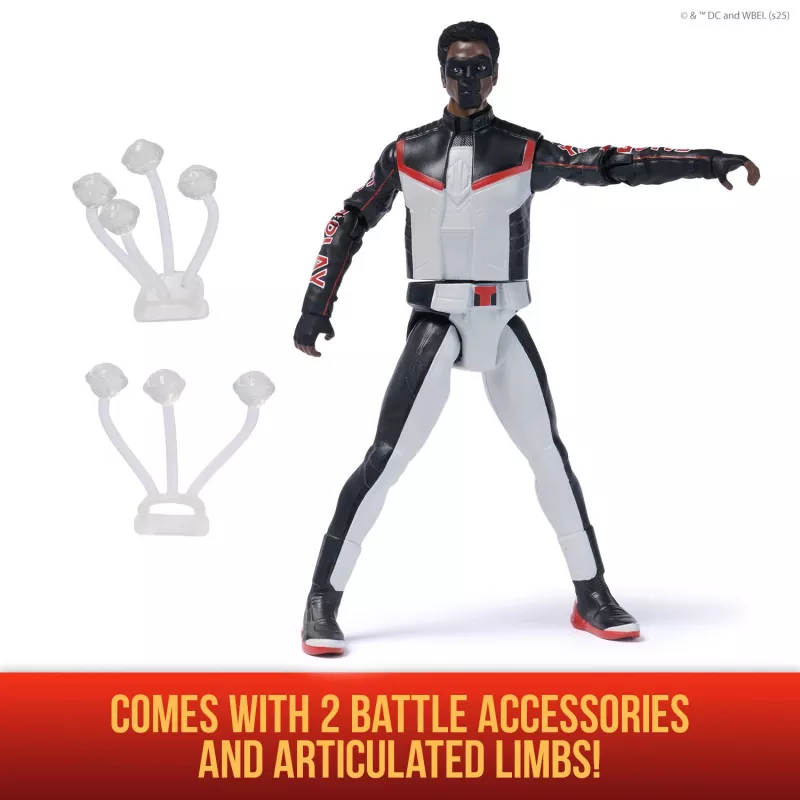 DC Comics, SUPERMAN, Mr. Terrific, action figure Epic Strike, 15 cm, design autentico del film, include 2 accessori, giocattolo per bambini e bambine da 4 anni
