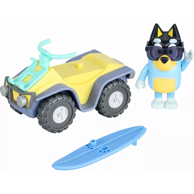 Moose Toys Bluey S9 set figura e veicolo quad da spiaggia con Bandit