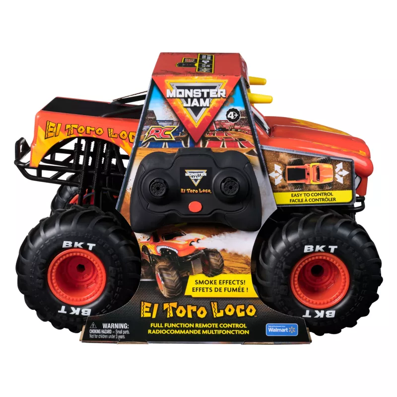 Monster Jam , El Toro Loco RC Monster Truck con effetti fumo Atomizer, scala 1:15, giocattolo per bambini e bambine da 3 anni